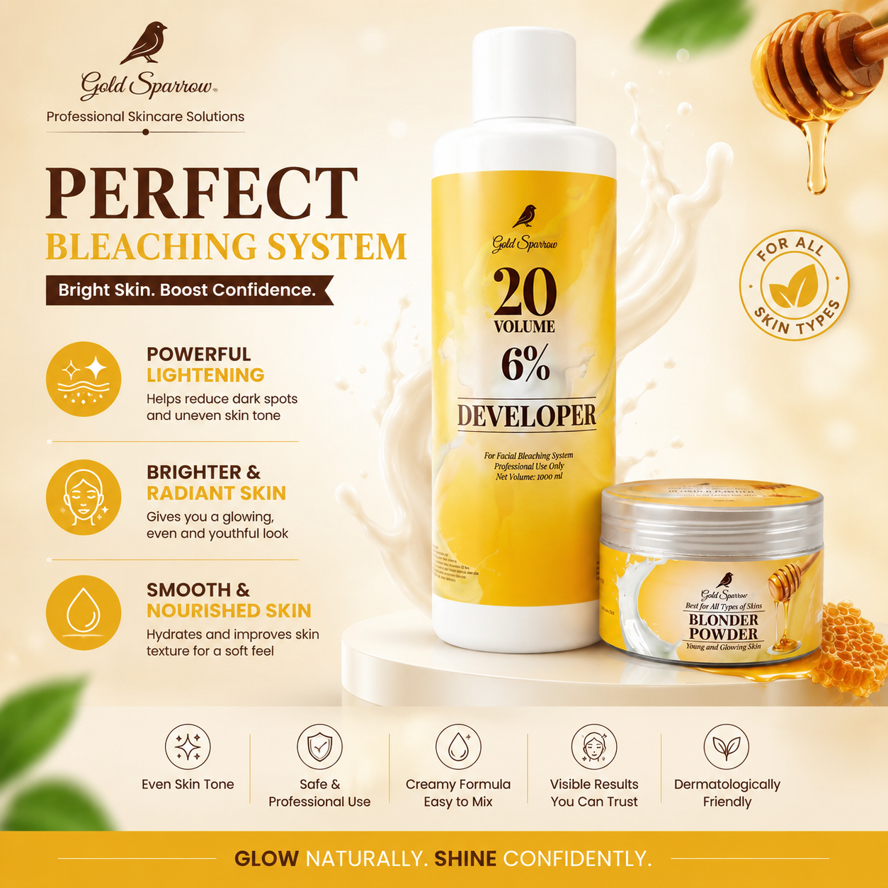 Gold Sparrow Honey & Milk Developer 20 Vol and Blonder Powder Set
